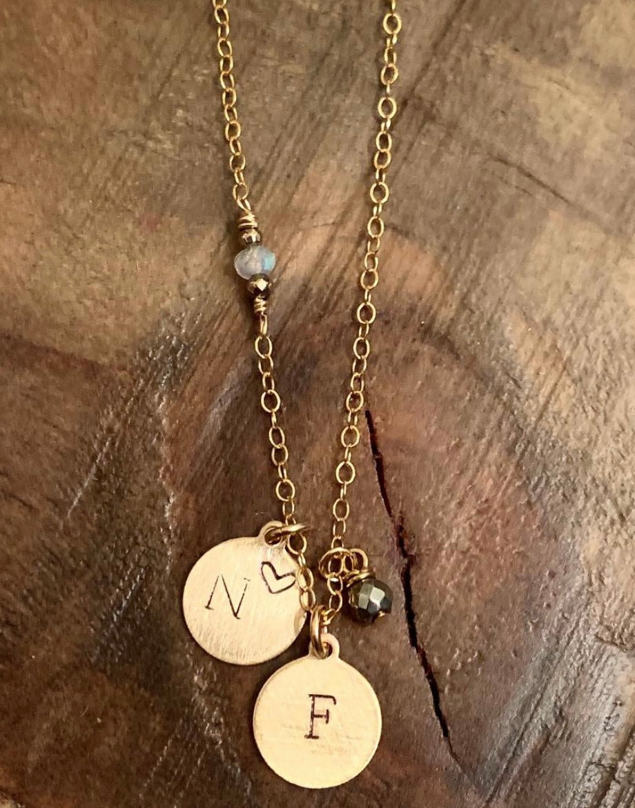 Delicate Disc Charmed Necklace (Customized) Argentium Silver