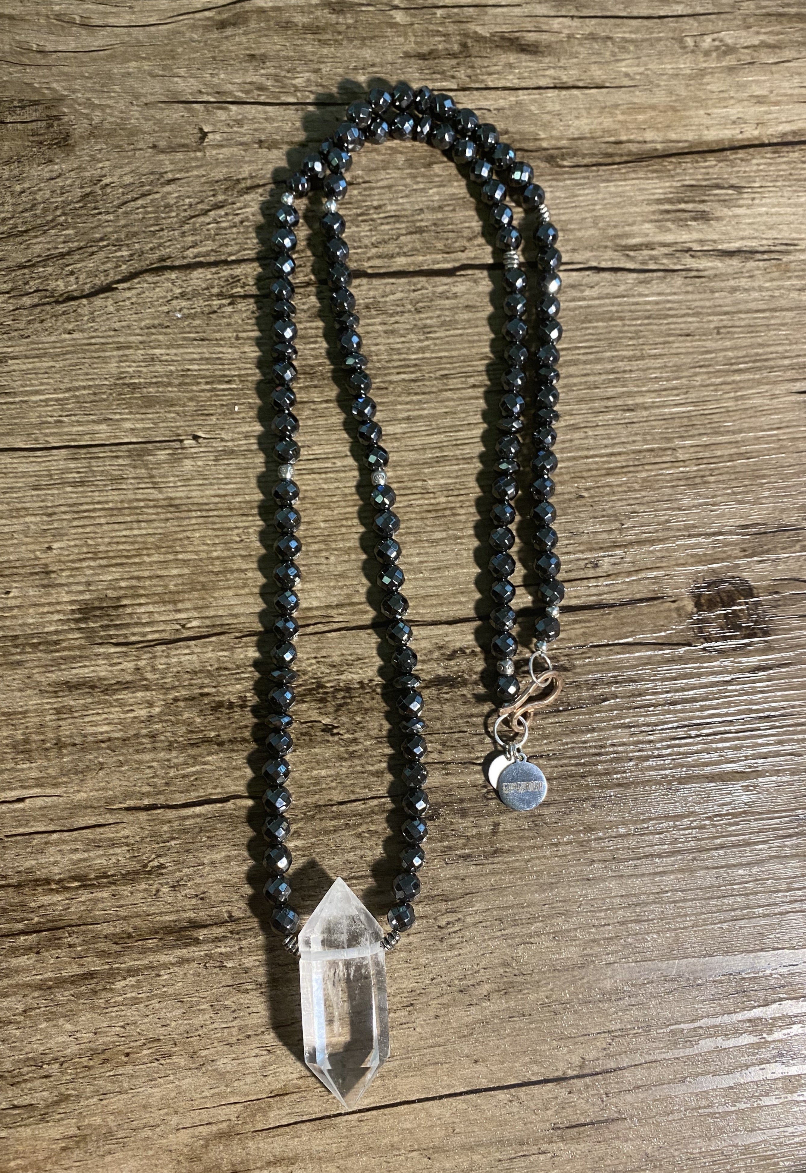 Double Spiked Quartz & Hematite NeckGarland