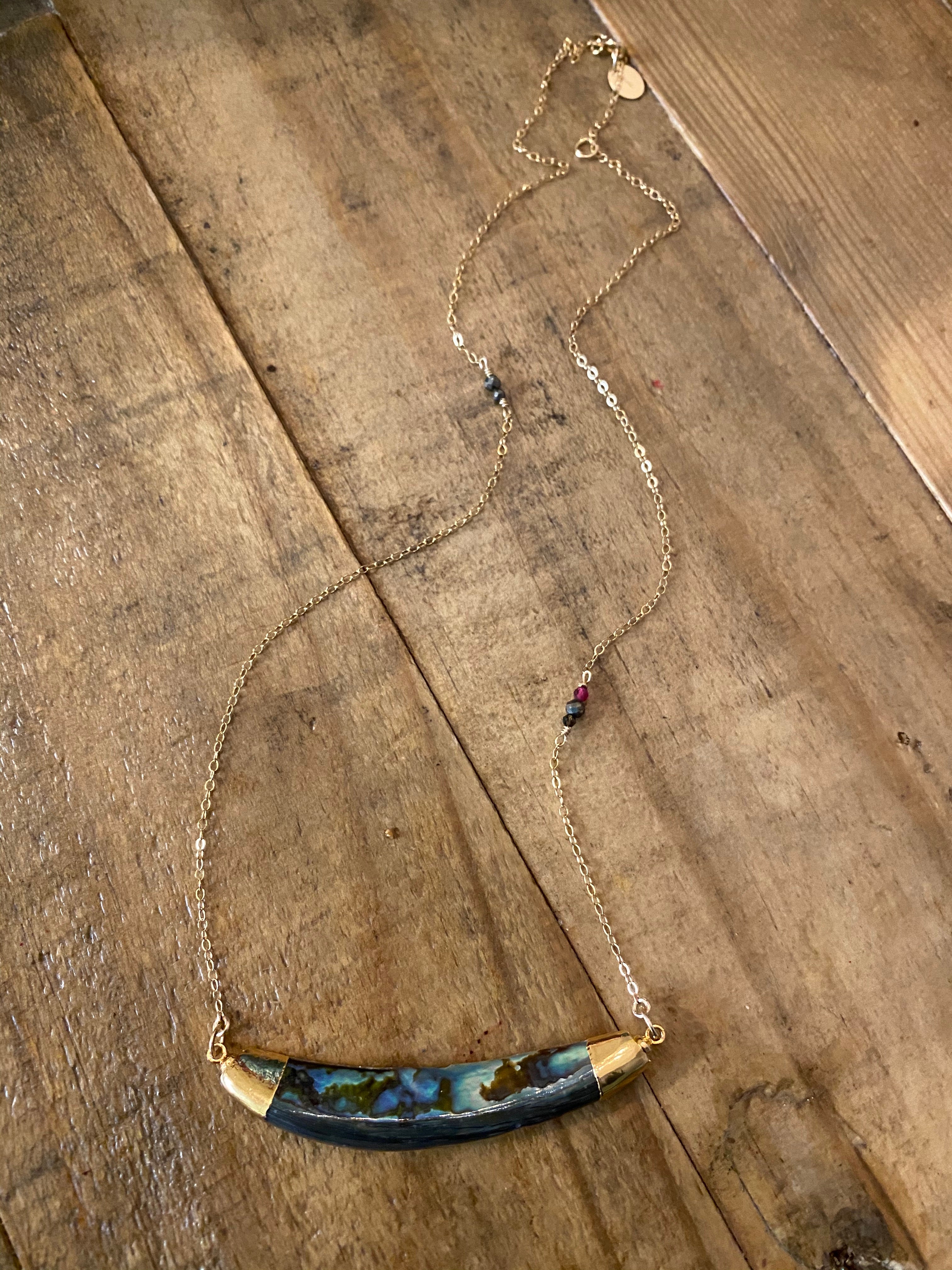 Abalone Dainty Bar Necklace