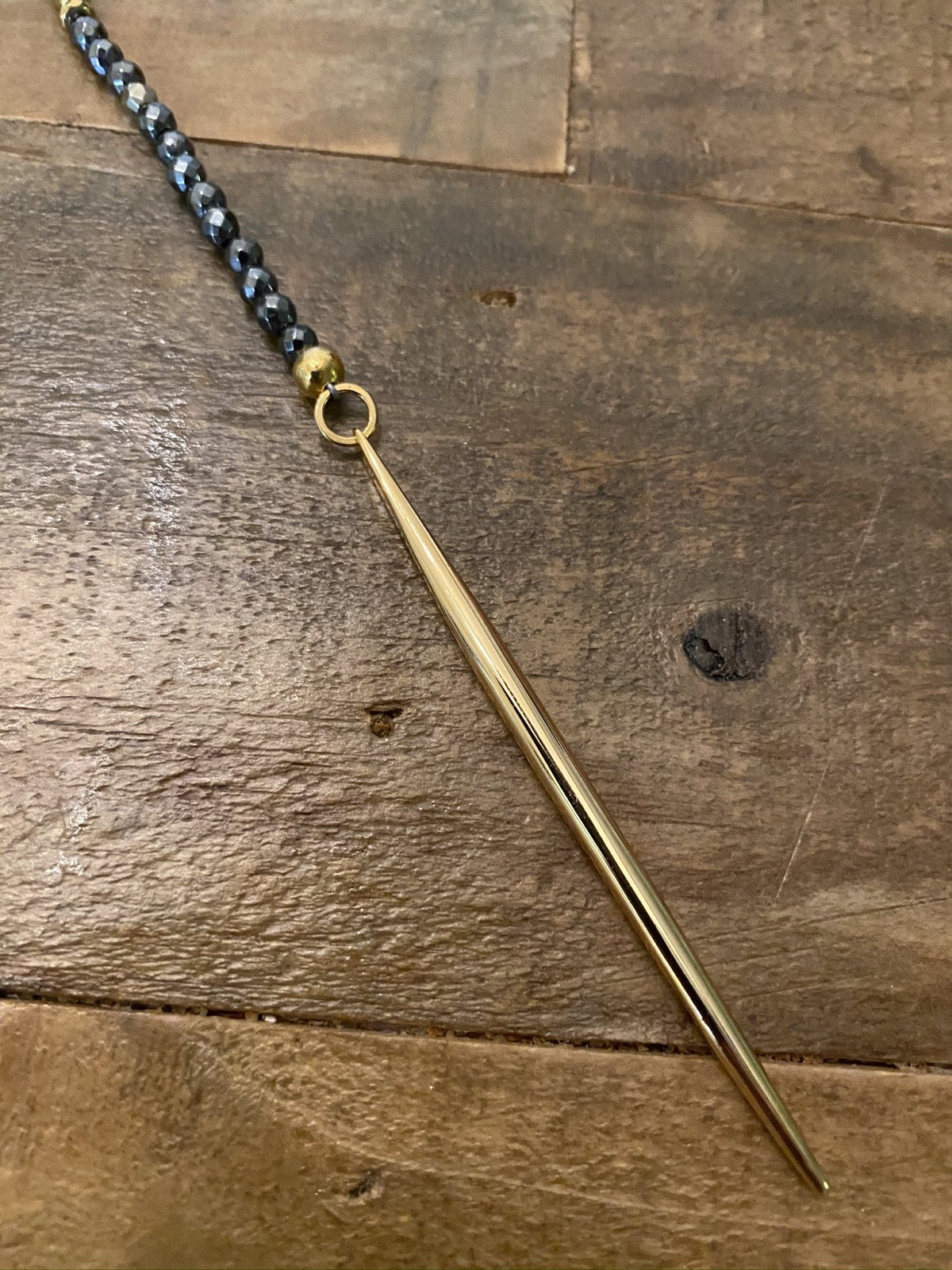 Lola Golden Spiked Hematite Lariat