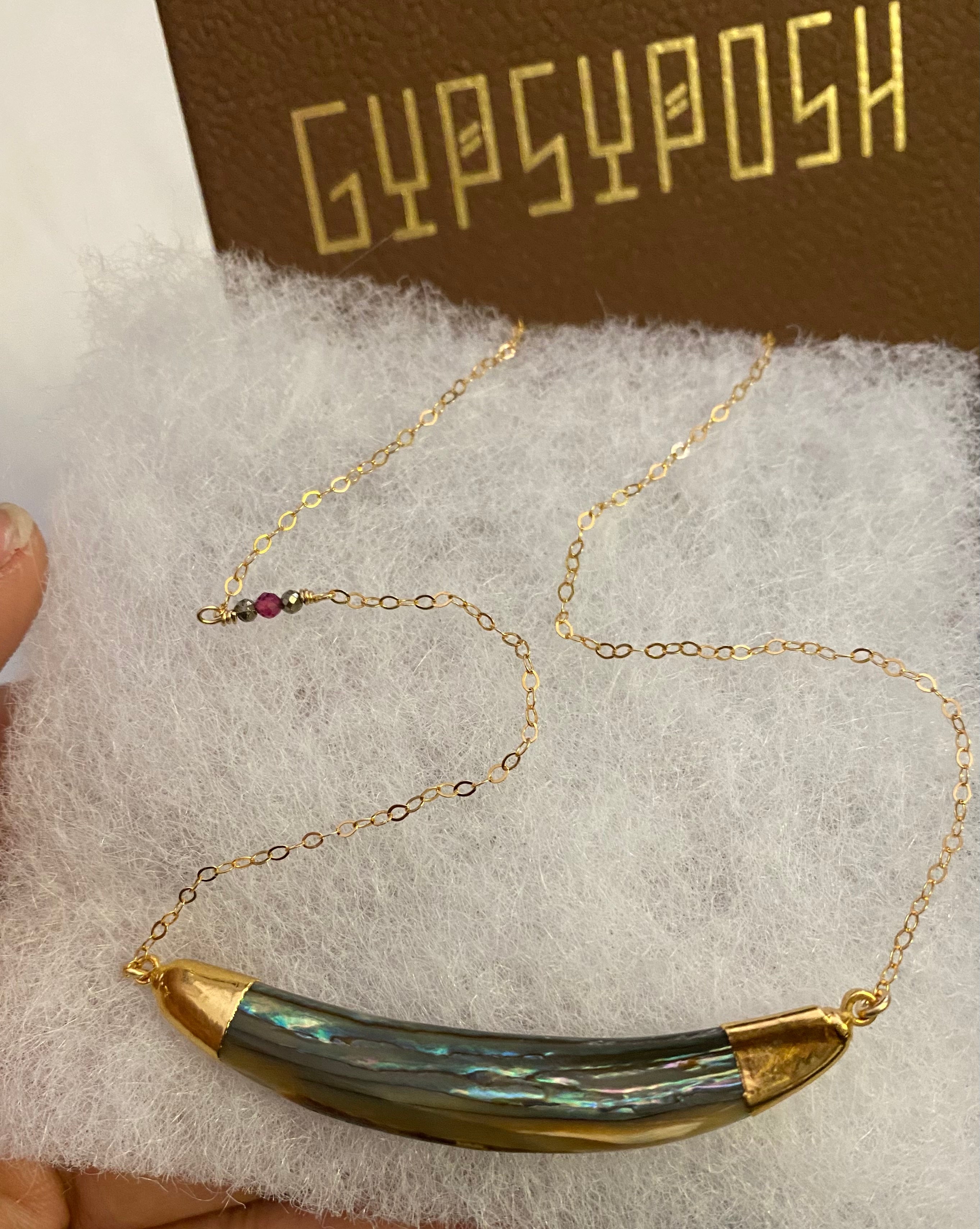 Abalone Dainty Bar Necklace