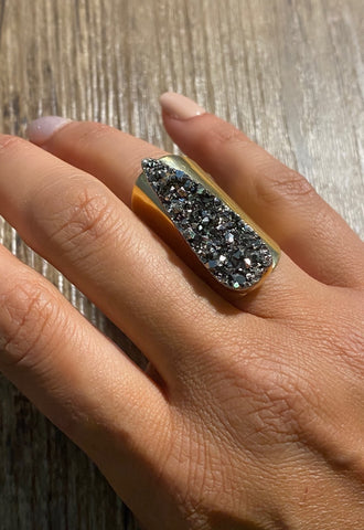 Double Delta Druzy Wrap Ring