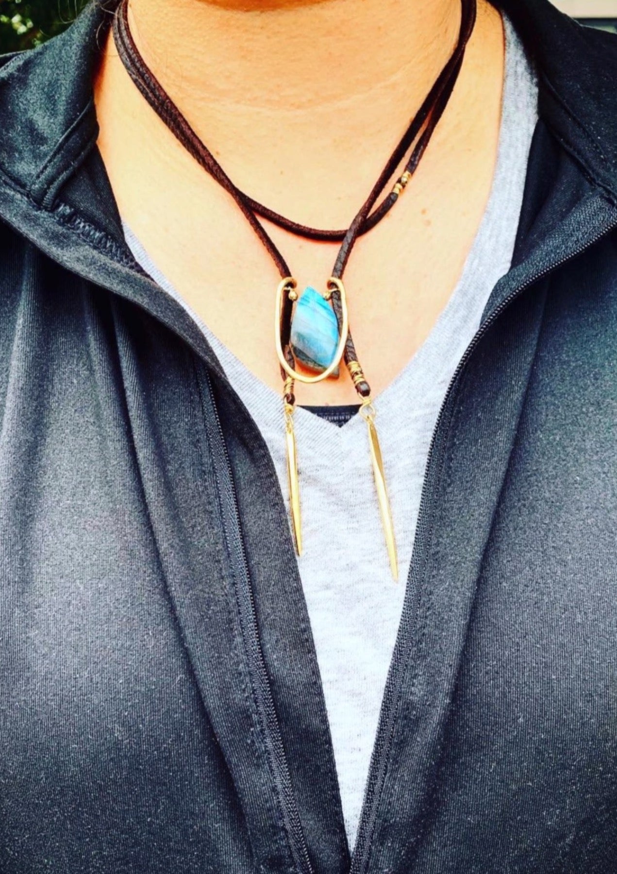 Sliding Crescent n’ Leather Neck Drape