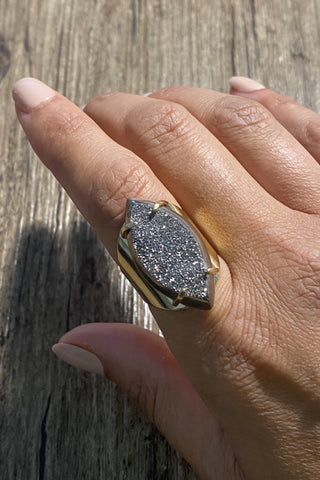 Double Delta Druzy Wrap Ring