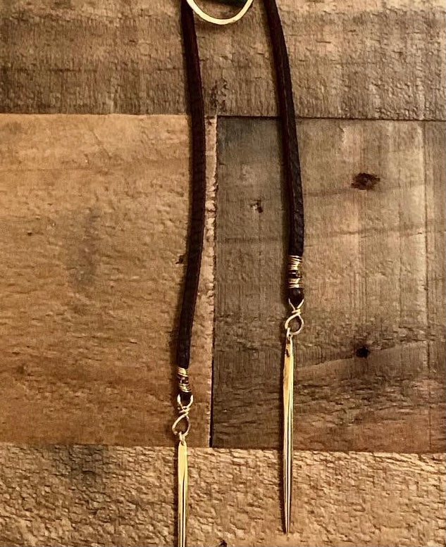 Floating Abalone & Leather Necklace