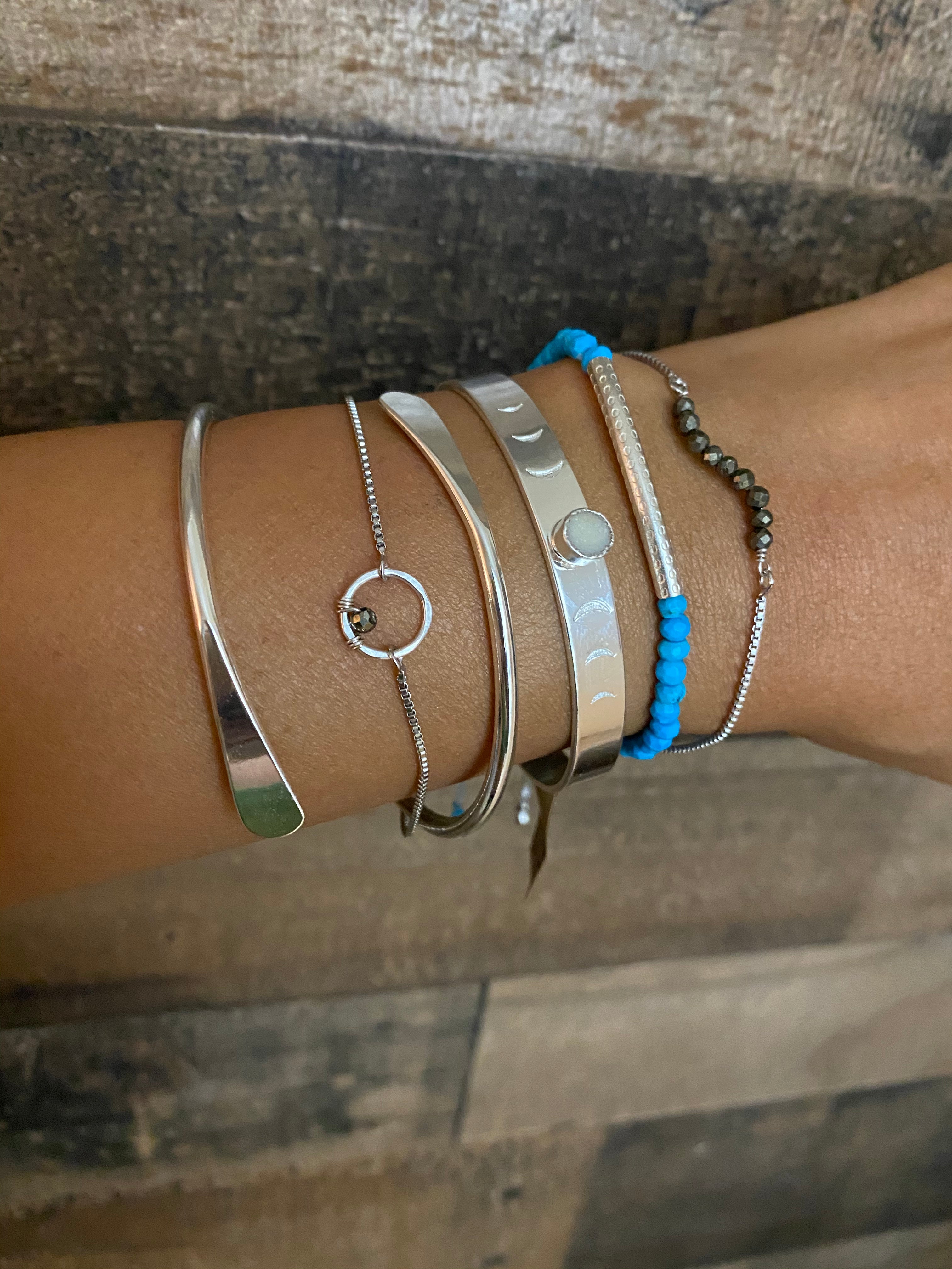Pyrite Squiggle Slider Bracelet