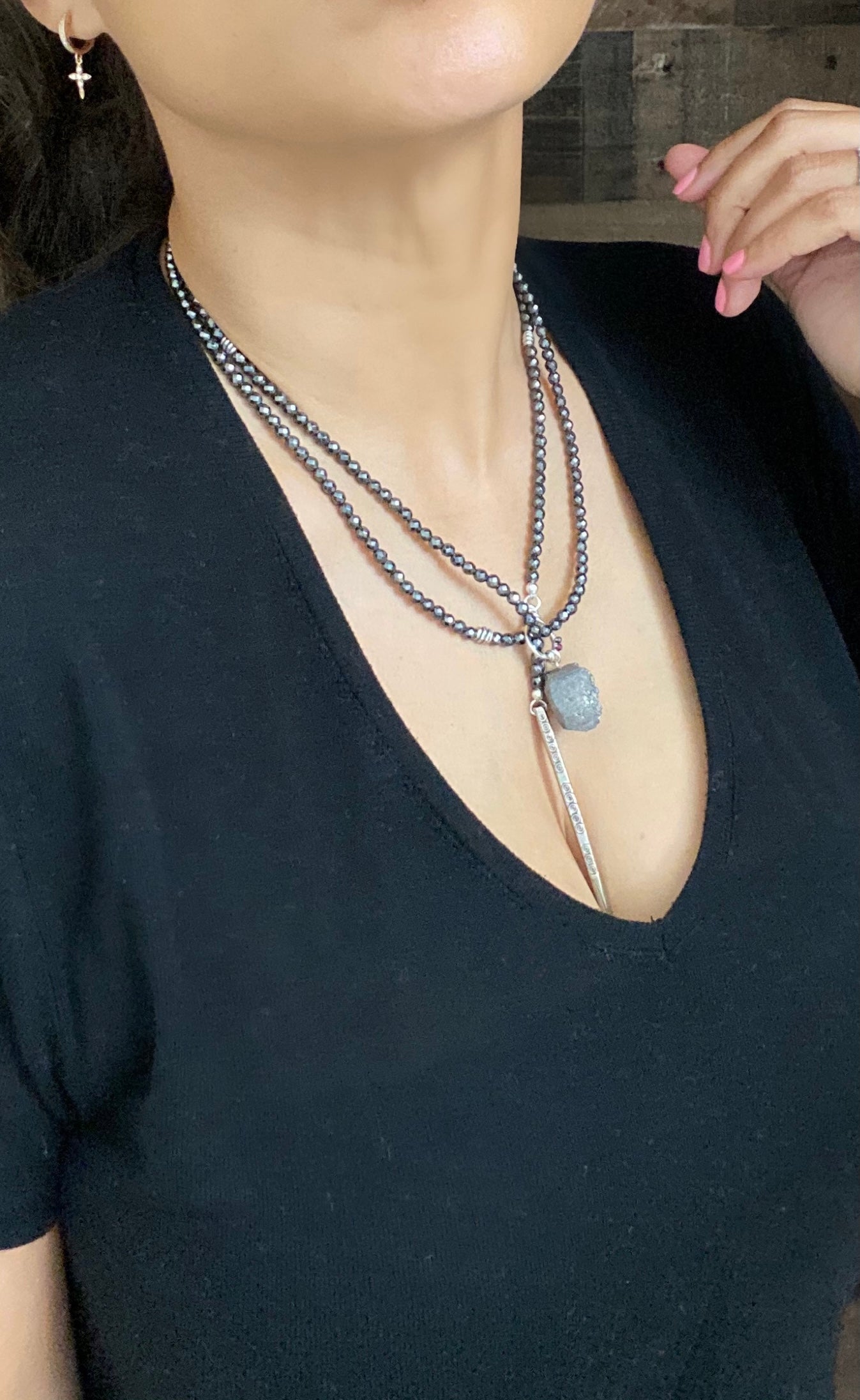 Silver Titanium Spike Lariat