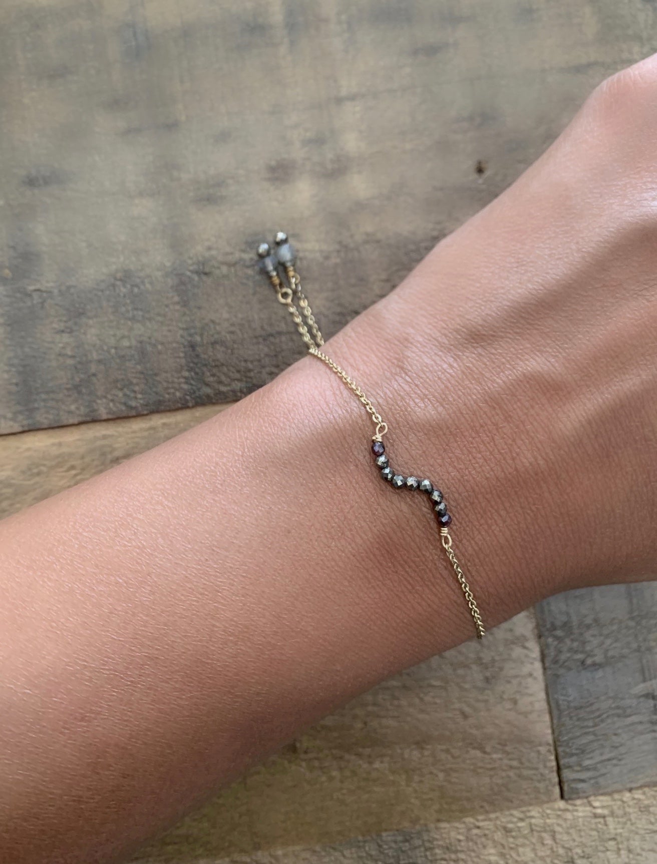 Pyrite Squiggle Slider Bracelet