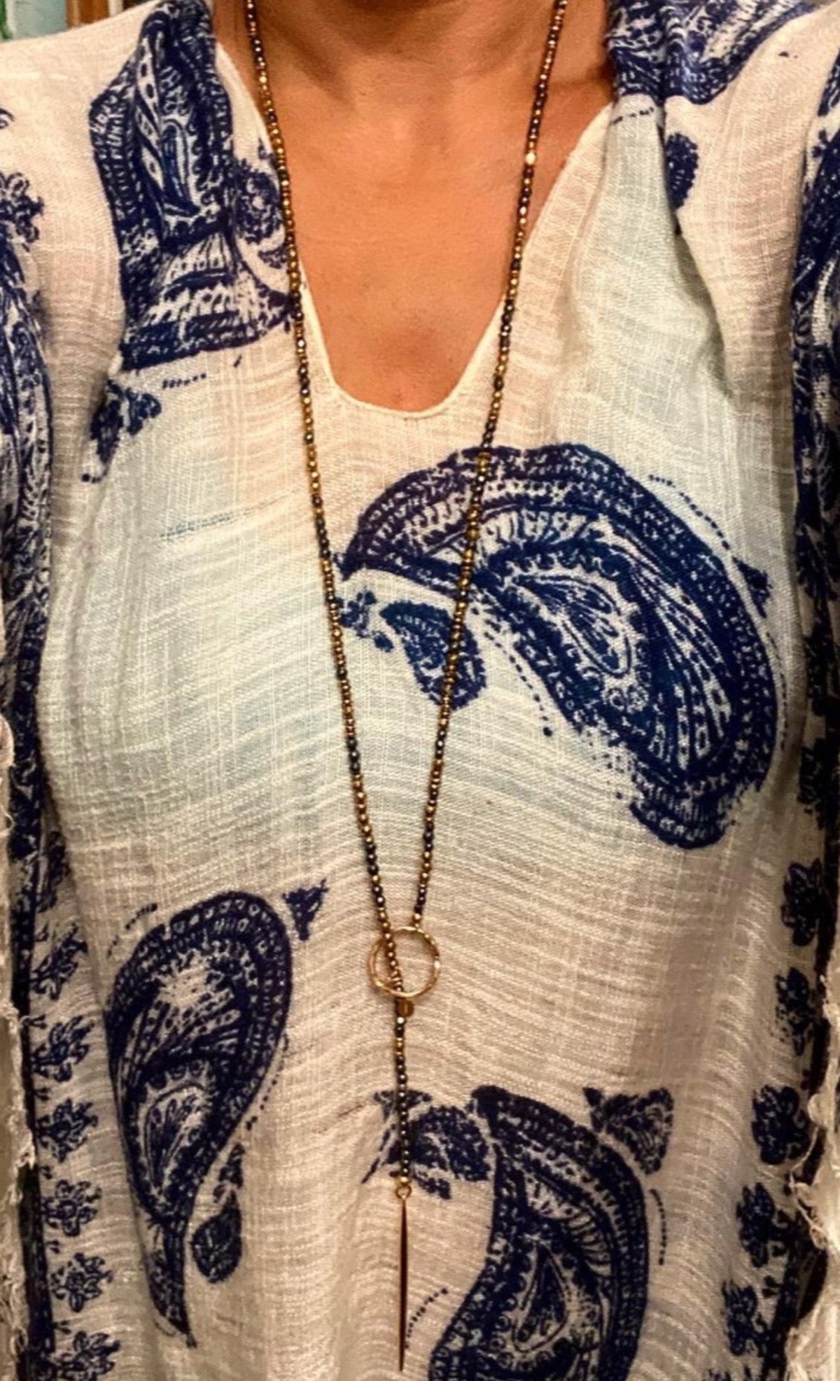Lola Golden Spiked Hematite Lariat