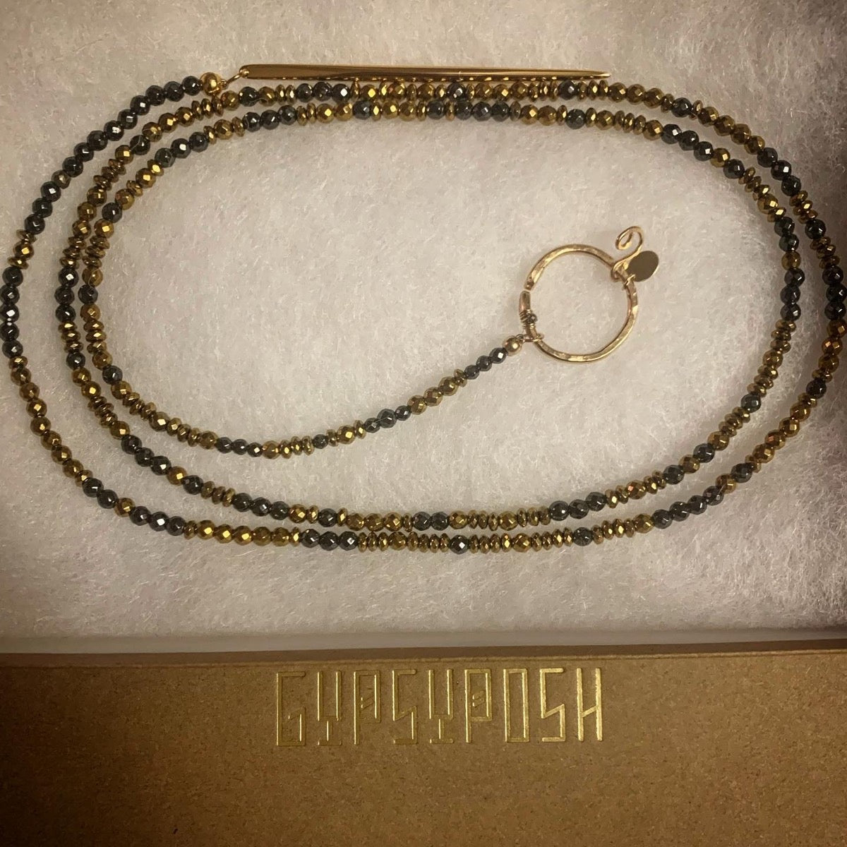Lola Golden Spiked Hematite Lariat
