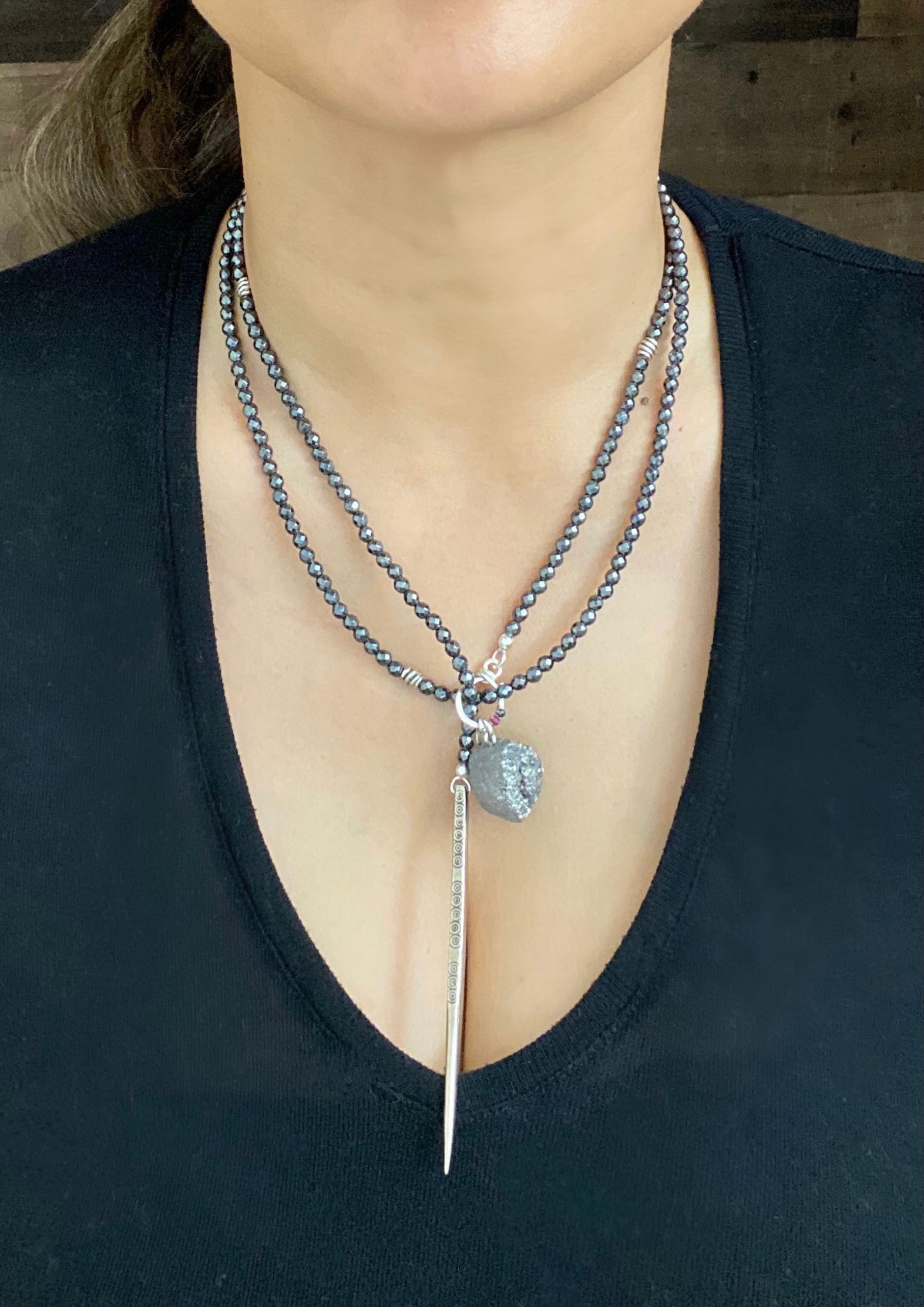 Silver Titanium Spike Lariat