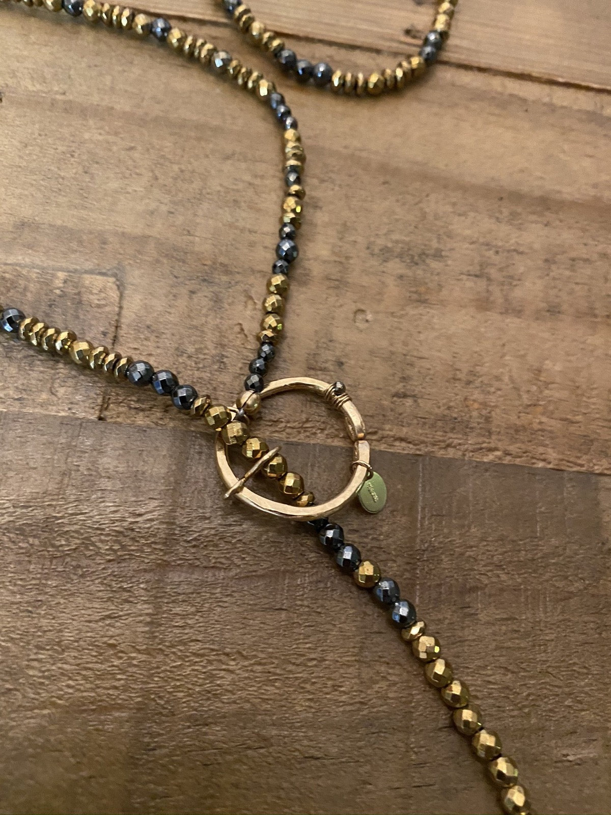 Lola Golden Spiked Hematite Lariat