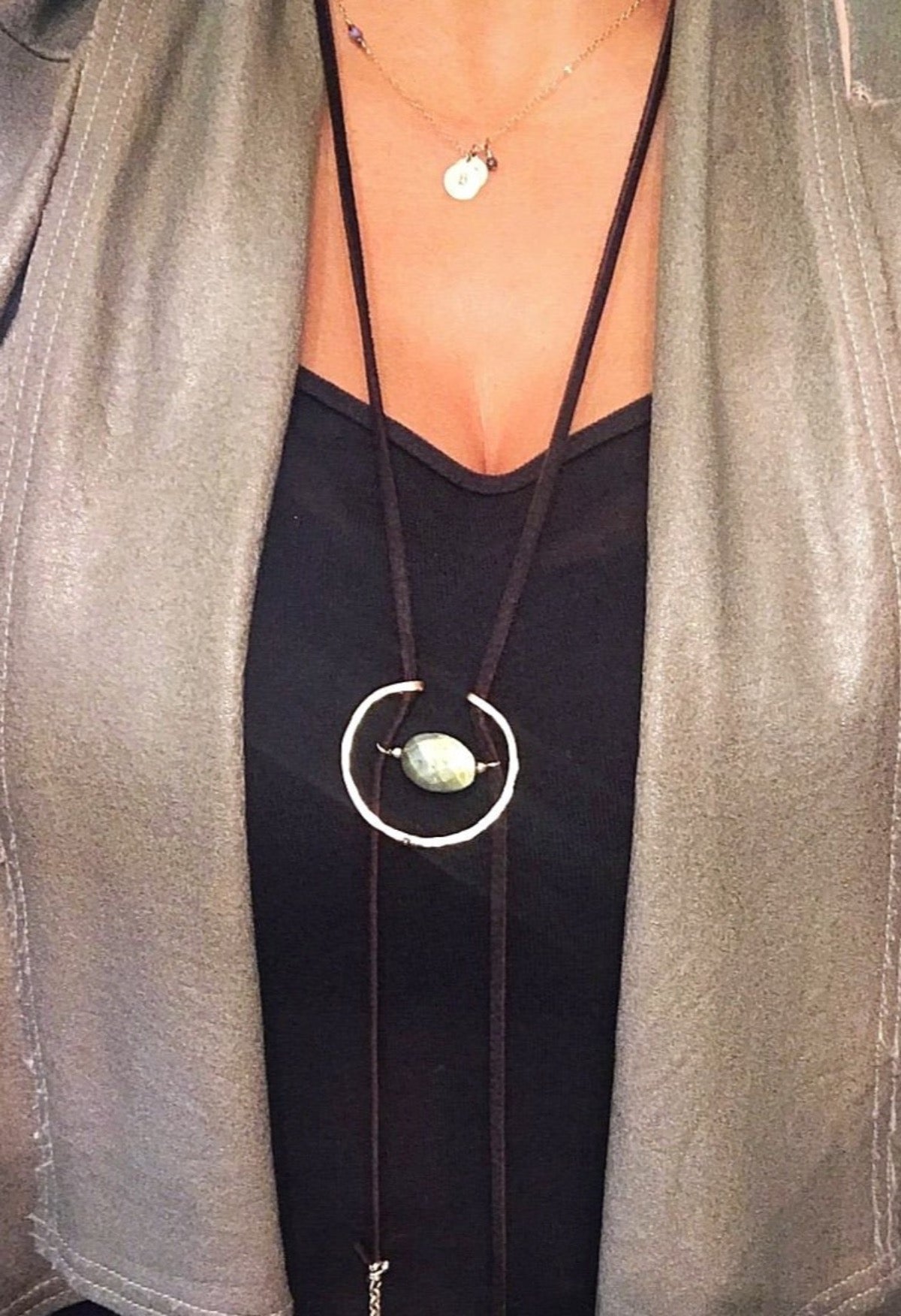 Sliding Crescent n’ Leather Neck Drape