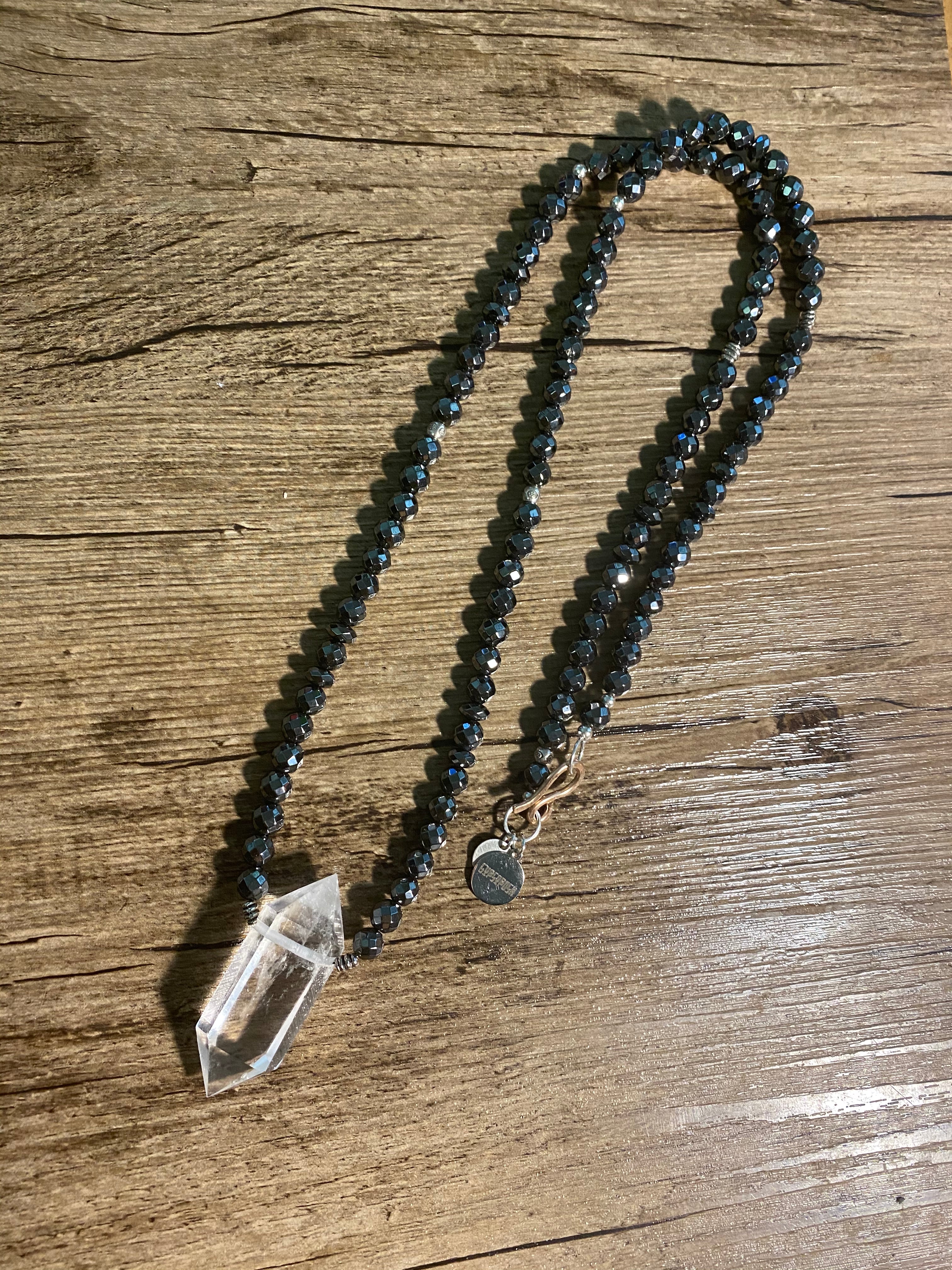 Double Spiked Quartz & Hematite NeckGarland