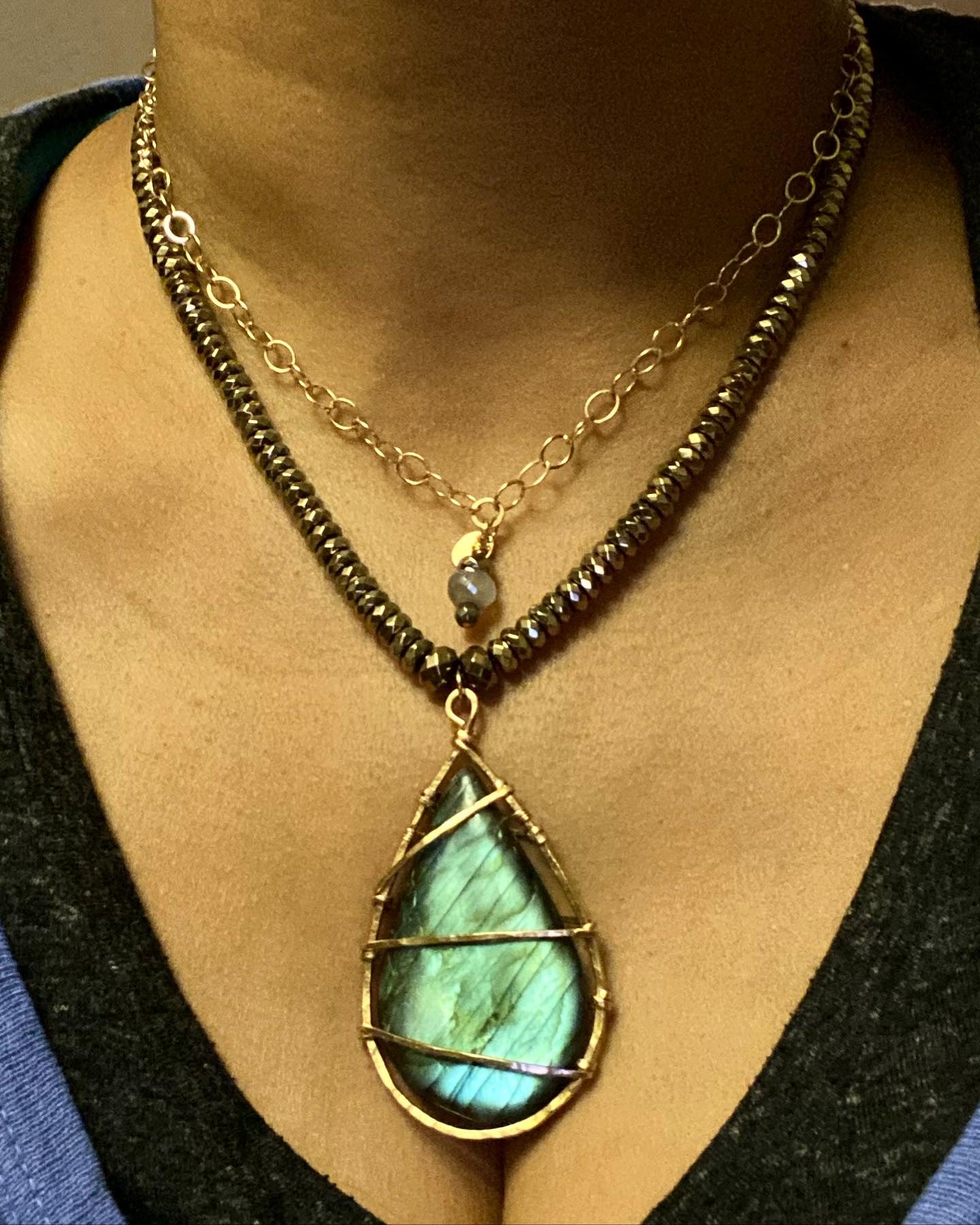 Convertible Lab N’ Moonstone Necklace