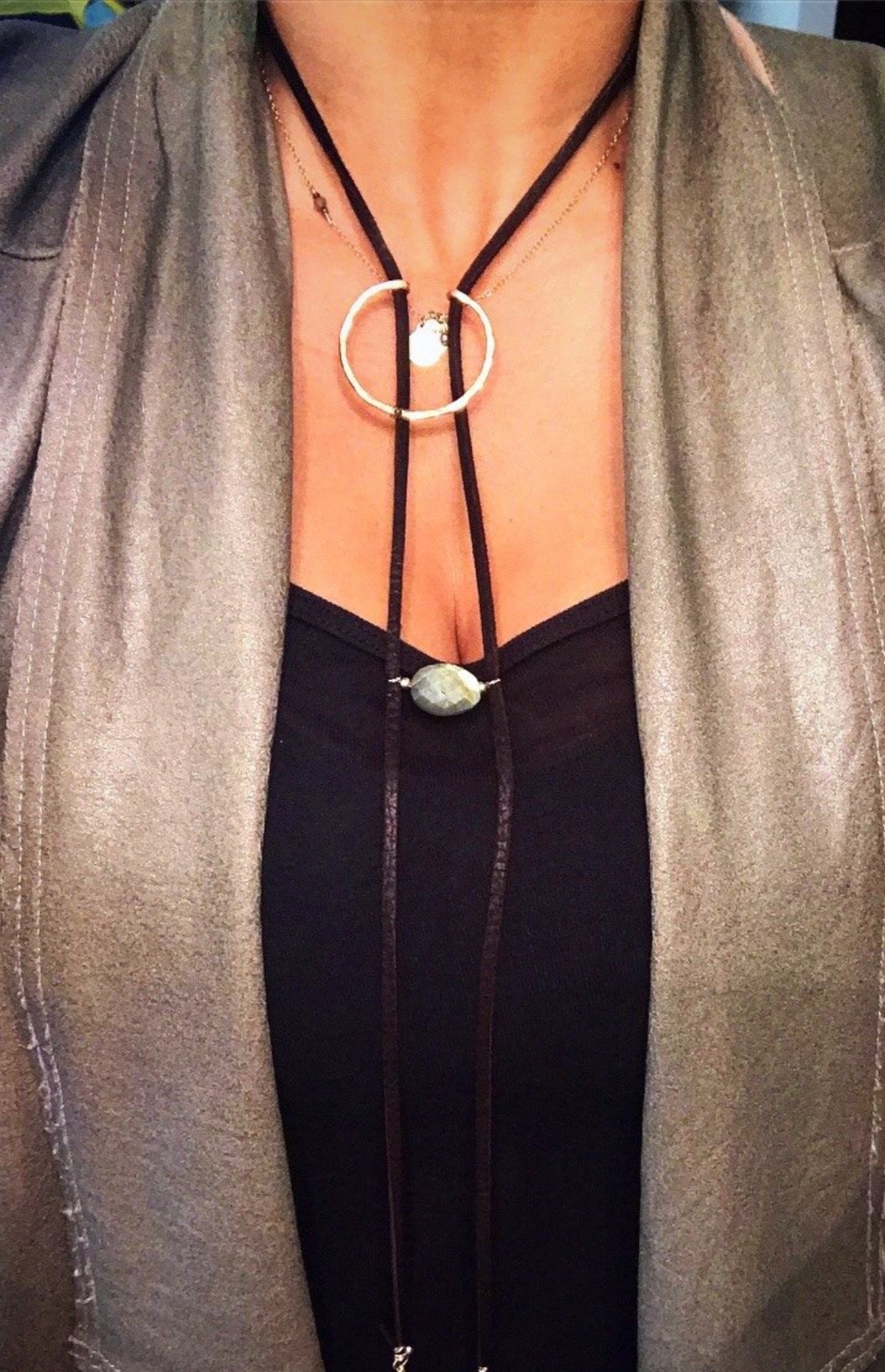 Sliding Crescent n’ Leather Neck Drape