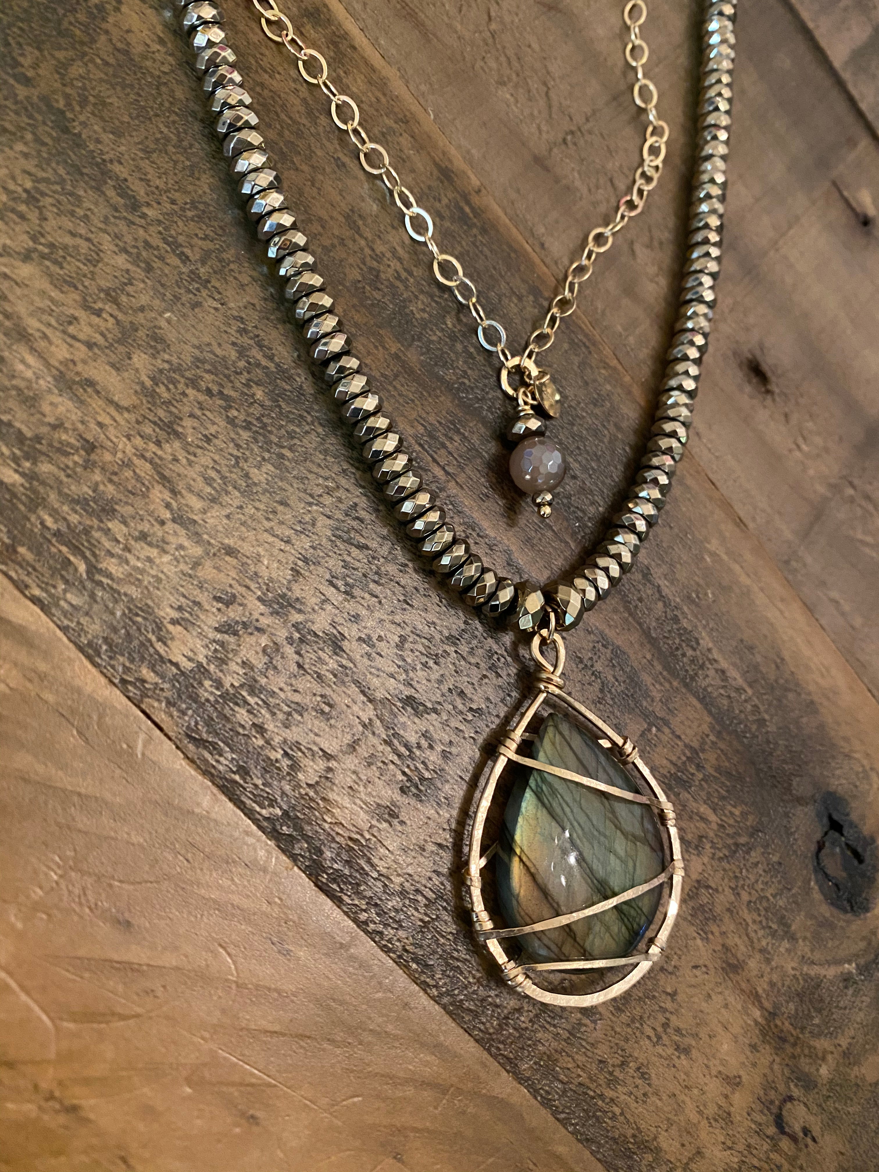 Convertible Lab N’ Moonstone Necklace