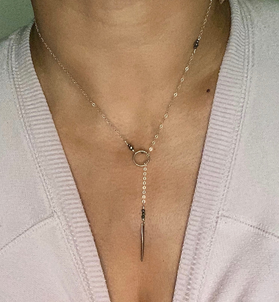 Silver N’ Rose Spike Lariat