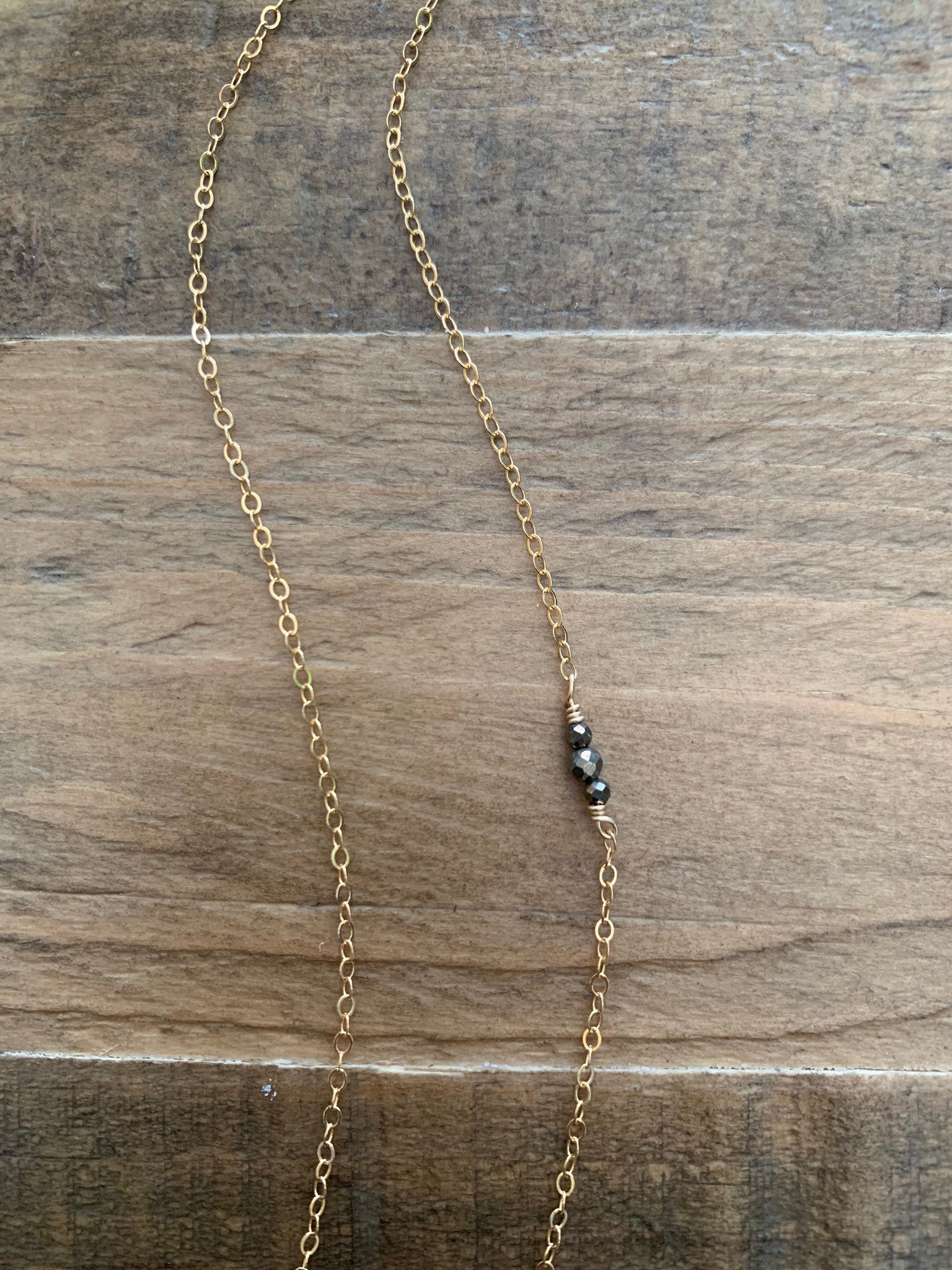 Floating Pyrite Crescent Necklace