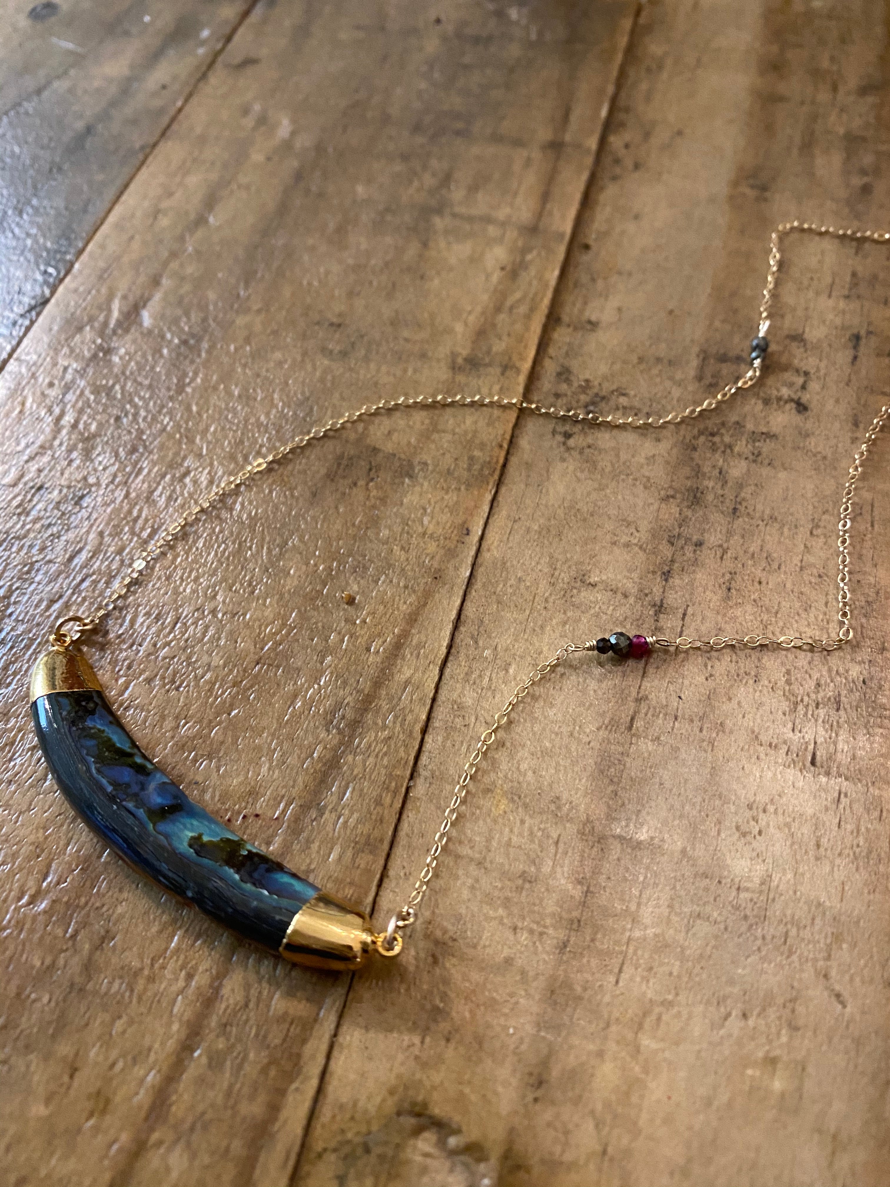 Abalone Dainty Bar Necklace
