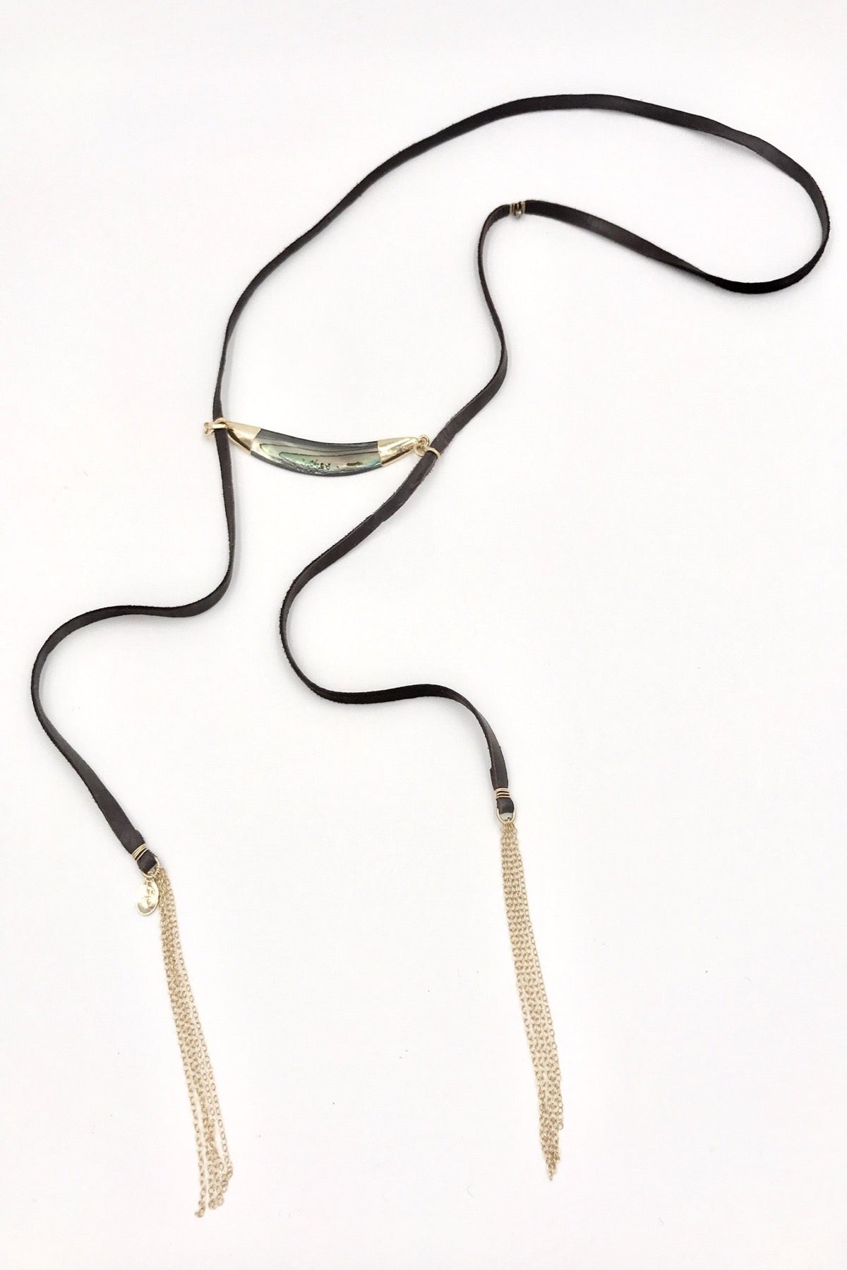 Floating Abalone & Leather Necklace