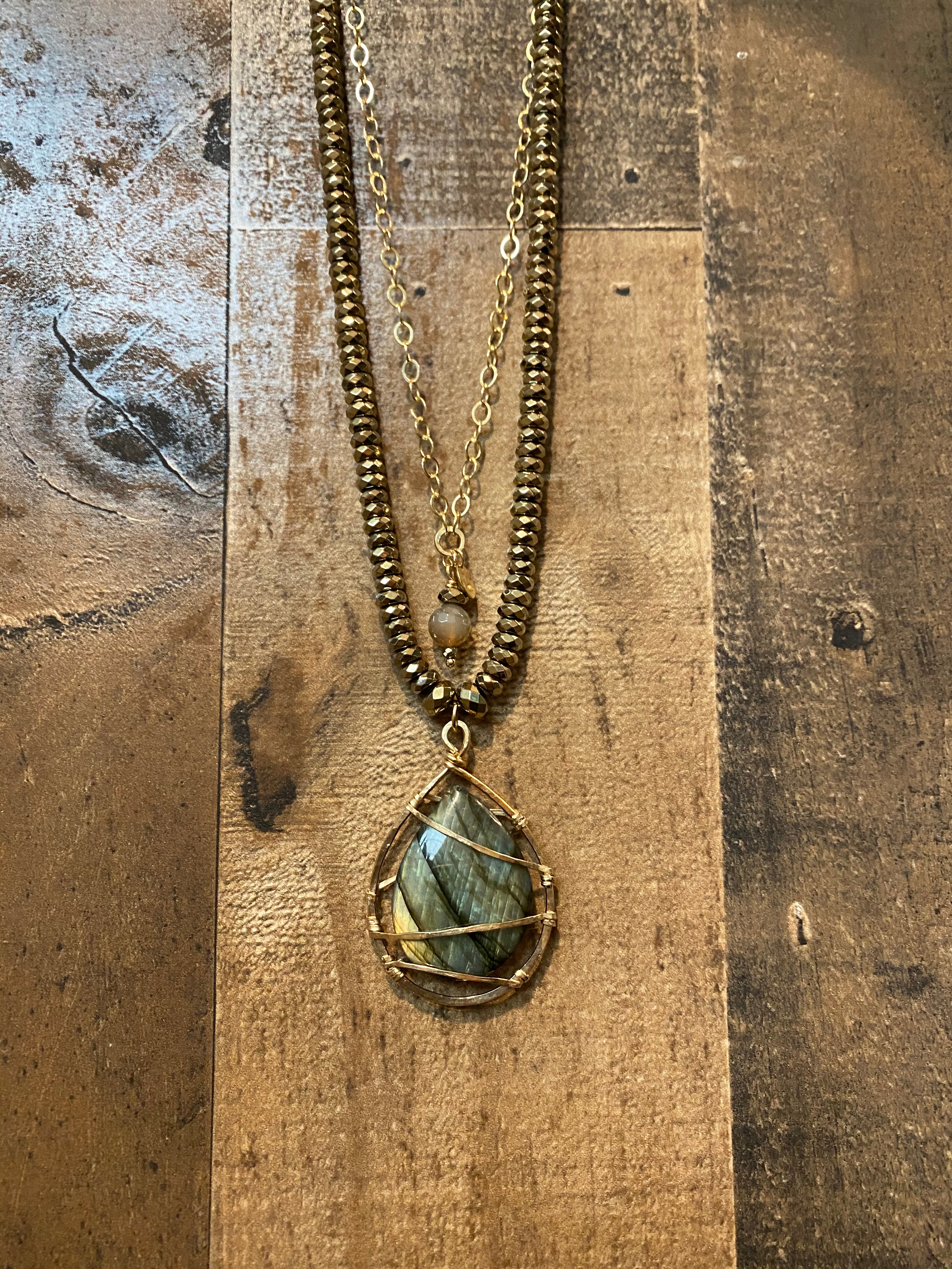 Convertible Lab N’ Moonstone Necklace