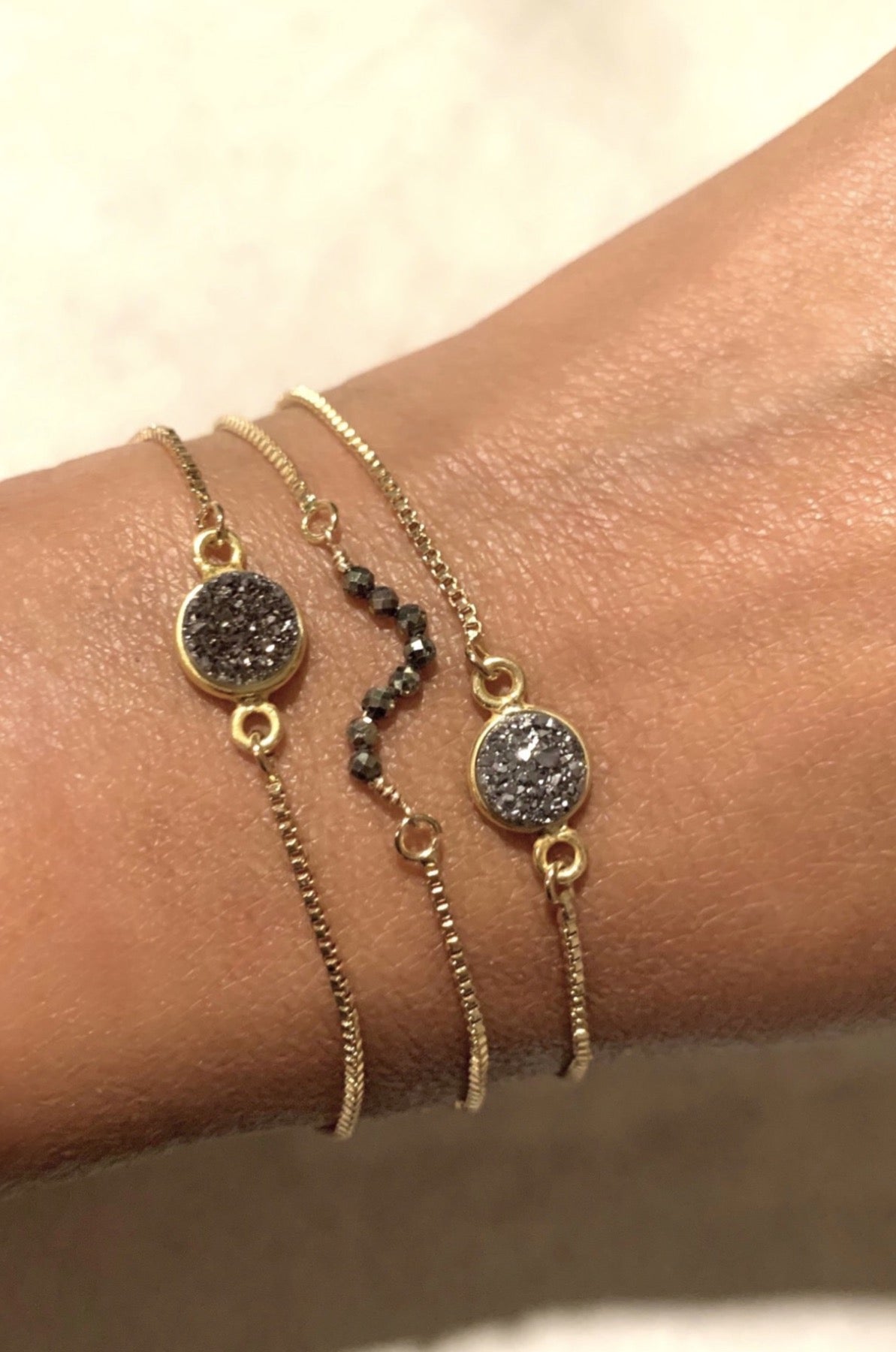 Pyrite Squiggle Slider Bracelet