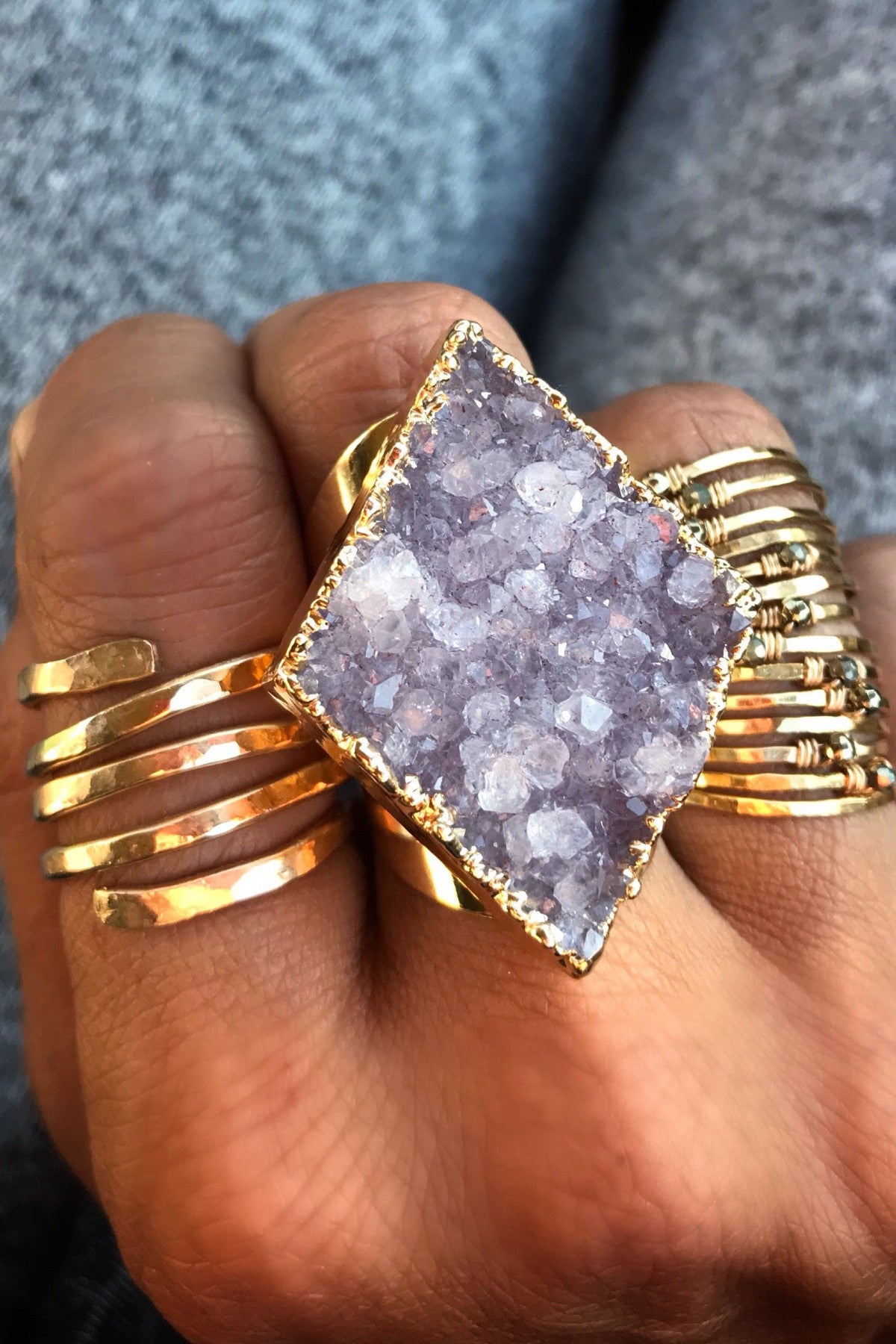 Statement Diamond Druzy Ring