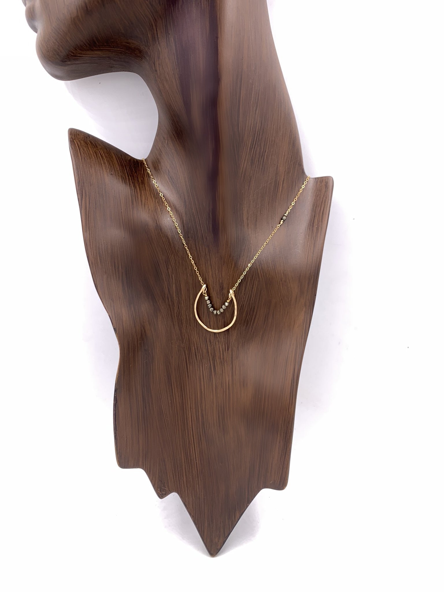 Floating Pyrite Crescent Necklace