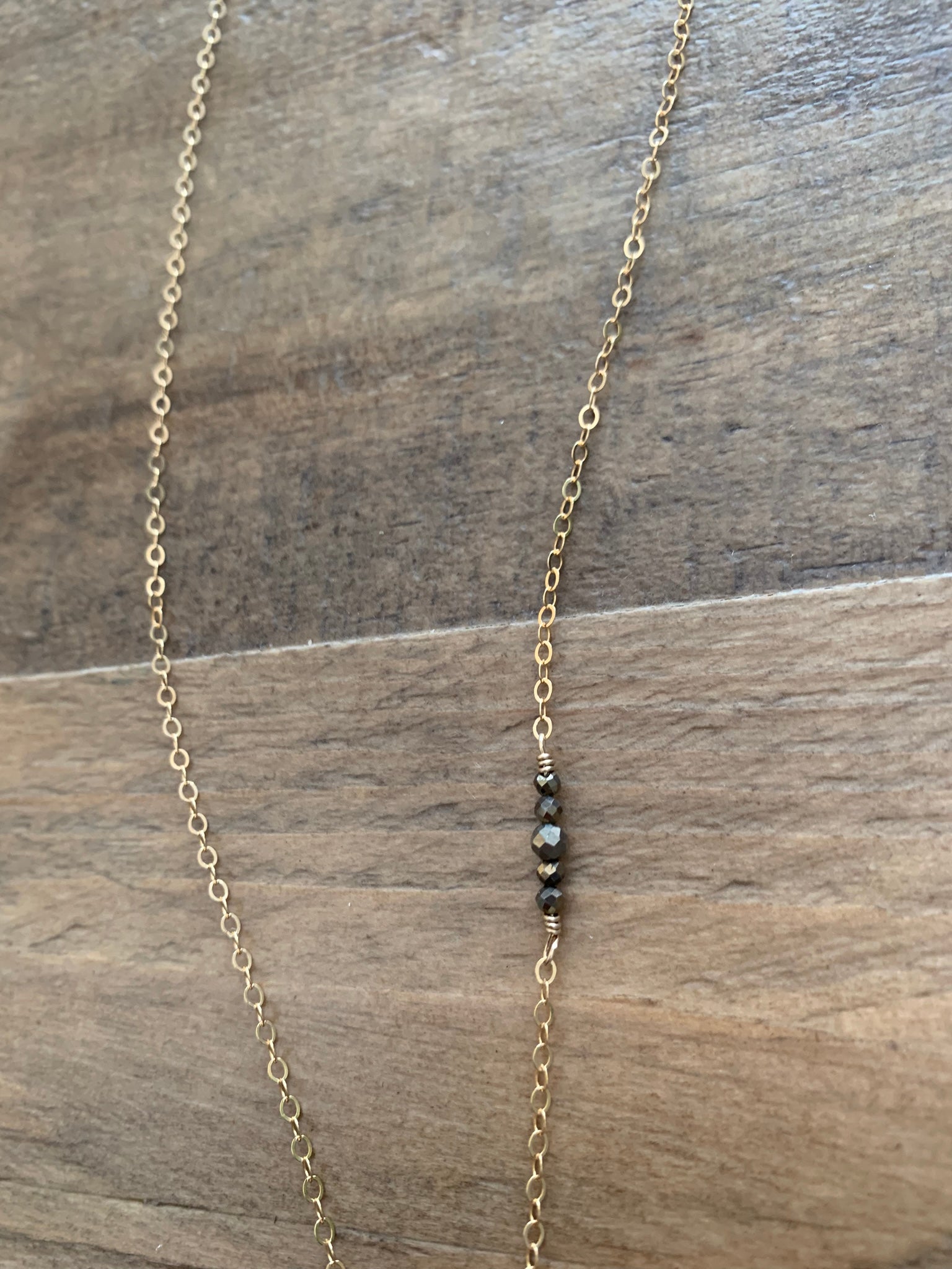 Floating Pyrite Crescent Necklace
