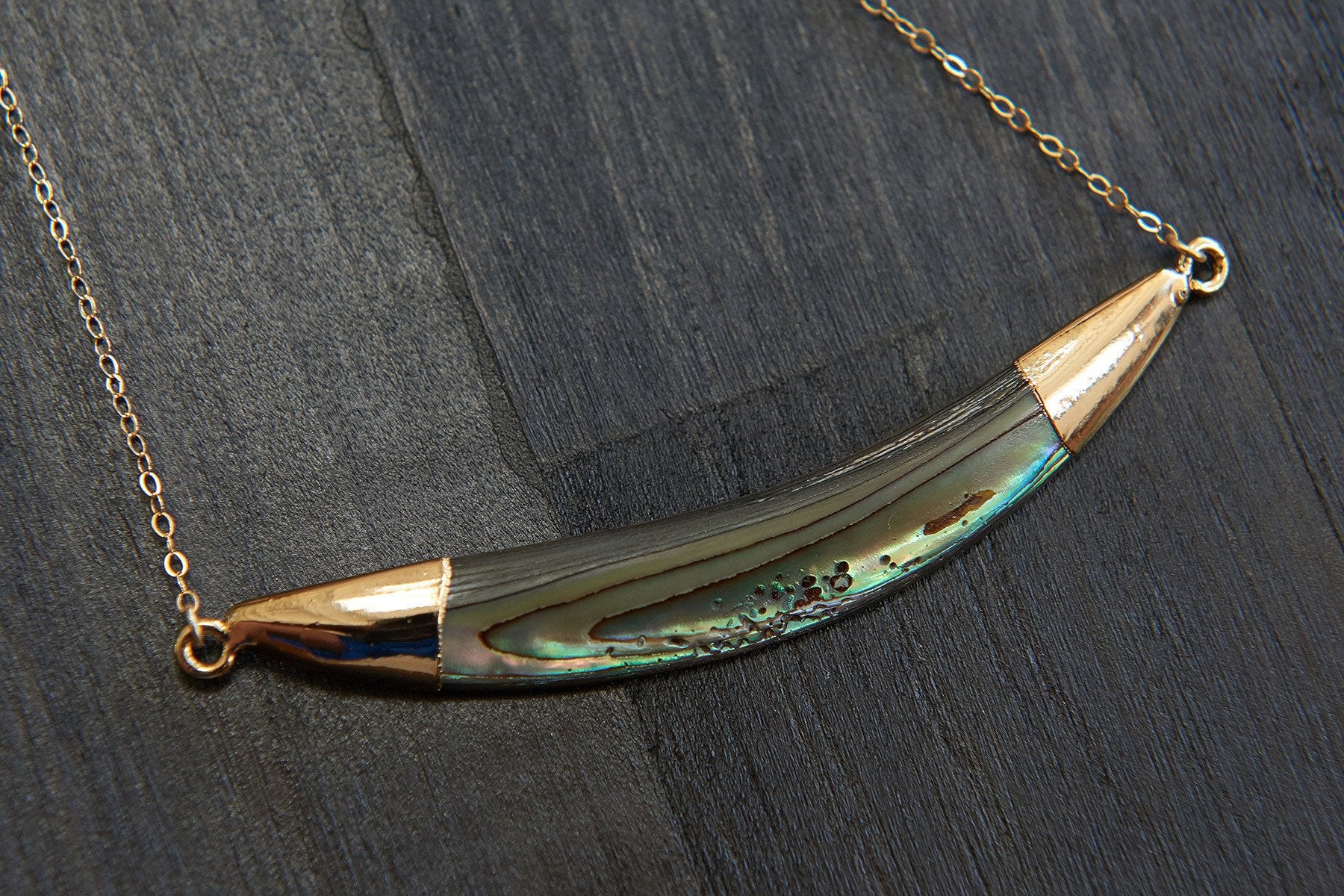 Abalone Dainty Bar Necklace