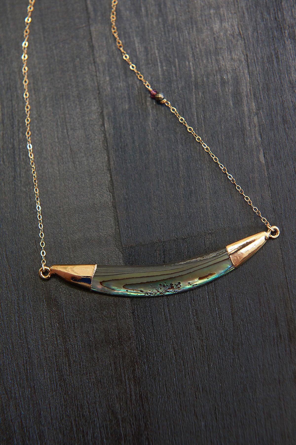 Abalone Dainty Bar Necklace