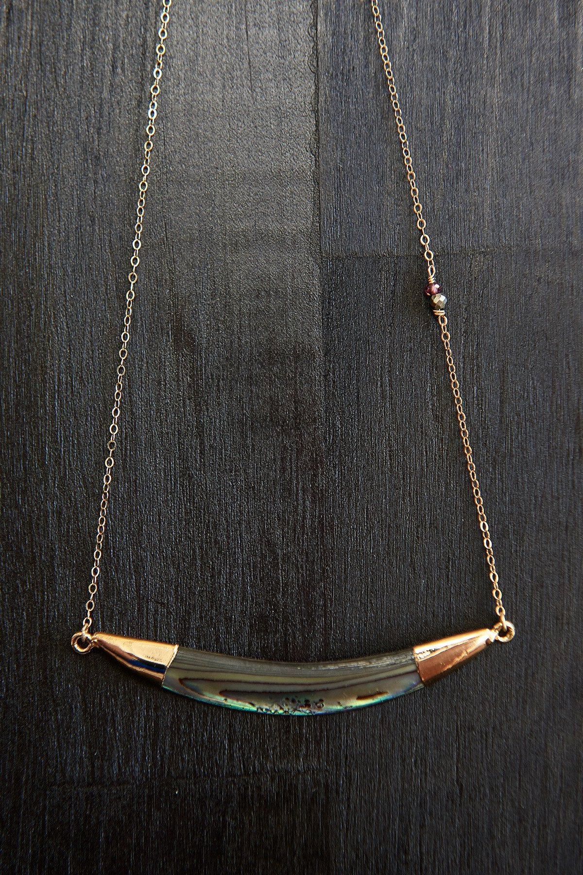 Abalone Dainty Bar Necklace