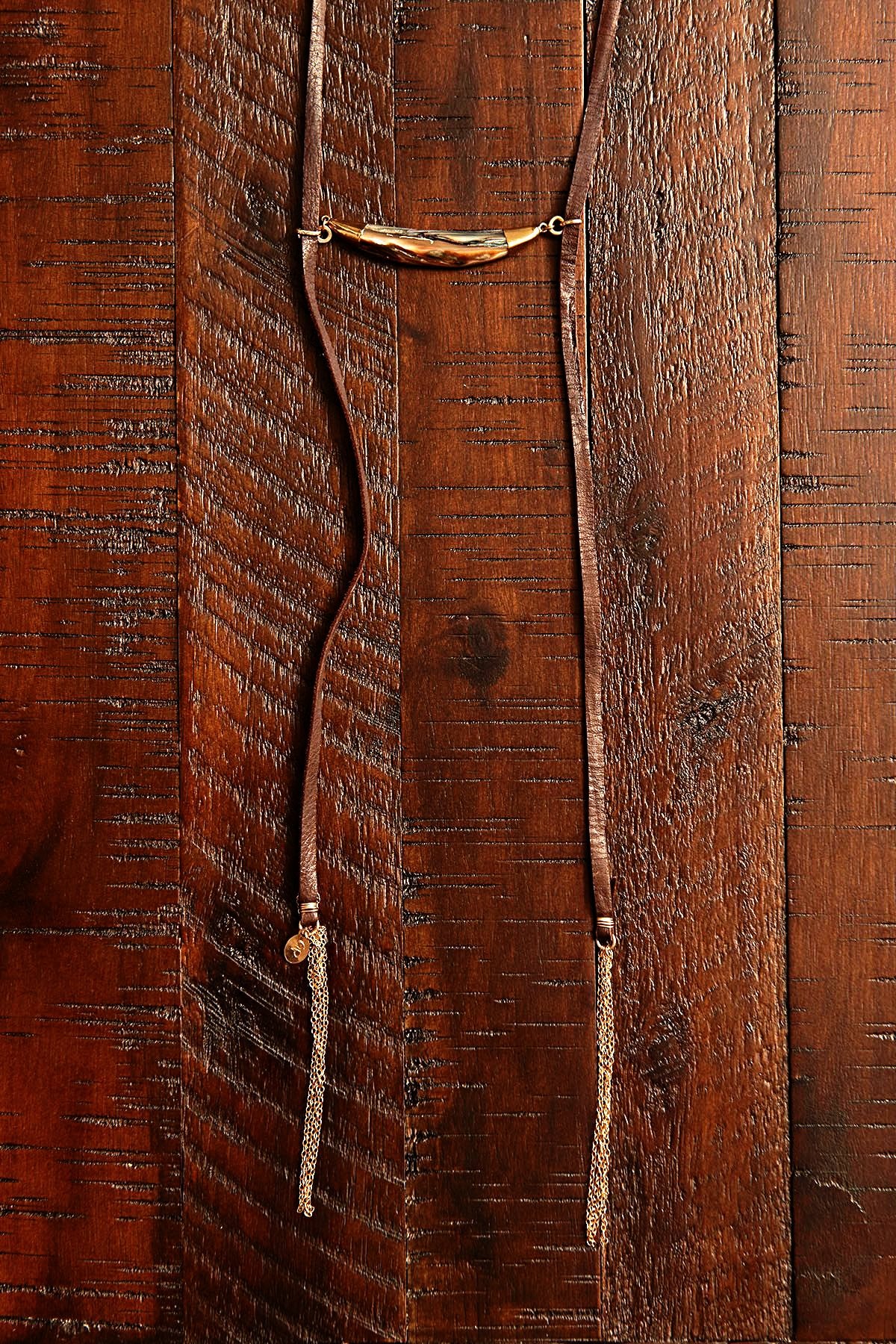 Floating Abalone & Leather Necklace