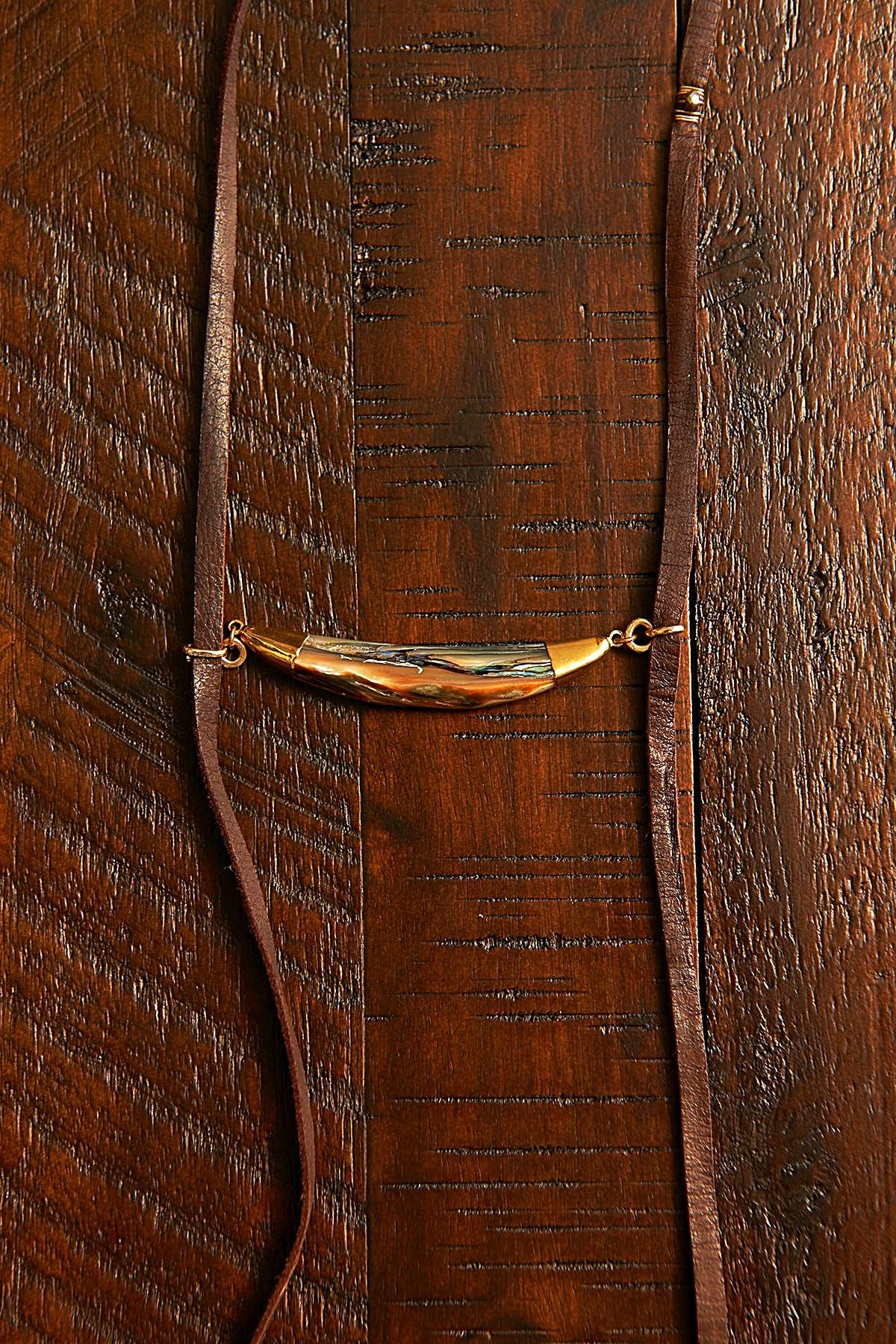 Floating Abalone & Leather Necklace