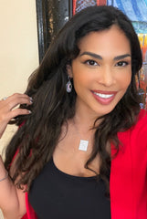 Geo Simmer Panel Necklace (White Gold w/ White Crystals)