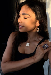 Geo Simmer Panel Necklace (Rose Gold w/ White Crystals)