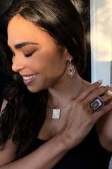 Geo Simmer Panel Necklace (Rose Gold w/ White Crystals)