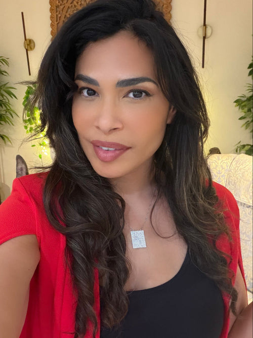 Geo Simmer Panel Necklace (White Gold w/ White Crystals)