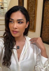 Geo Simmer Panel Necklace (Rose Gold w/ Black Crystals)