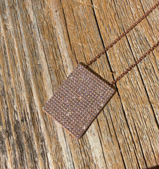 Geo Simmer Panel Necklace (Rose Gold w/ White Crystals)