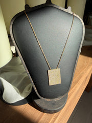 Geo Simmer Panel Necklace (Yellow Gold w/ White Crystals)