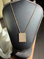 Geo Simmer Panel Necklace (White Gold w/ White Crystals)