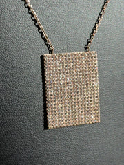 Geo Simmer Panel Necklace (Rose Gold w/ White Crystals)