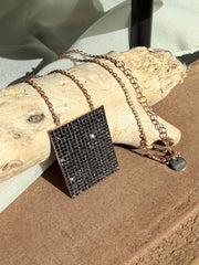 Geo Simmer Panel Necklace (Rose Gold w/ Black Crystals)