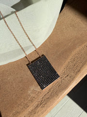 Geo Simmer Panel Necklace (Rose Gold w/ Black Crystals)