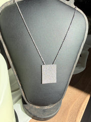 Geo Simmer Panel Necklace (Rose Gold w/ White Crystals)