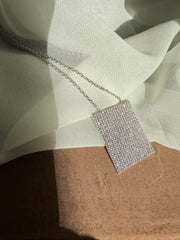 Geo Simmer Panel Necklace (Rose Gold w/ Black Crystals)