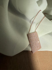 Geo Simmer Panel Necklace (Rose Gold w/ White Crystals)