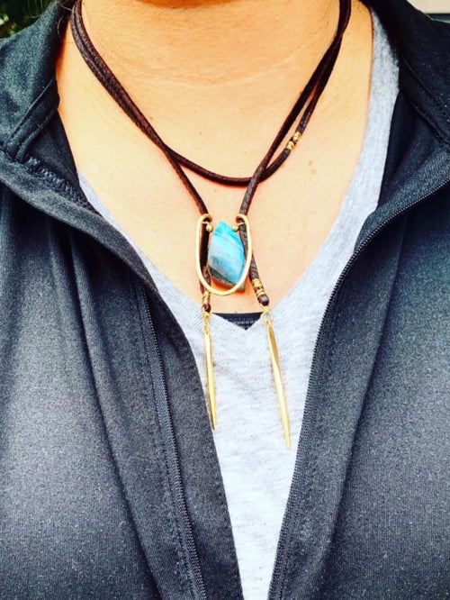 Sliding Crescent n’ Leather Neck Drape